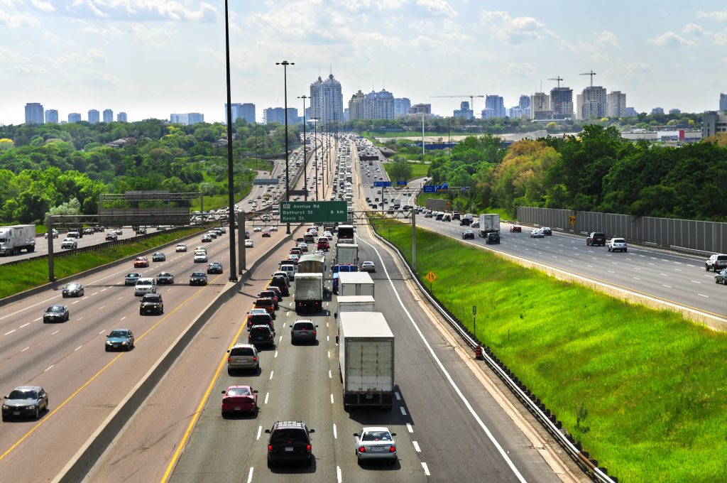Busy highway highlighting traffic on GTA West Corridor